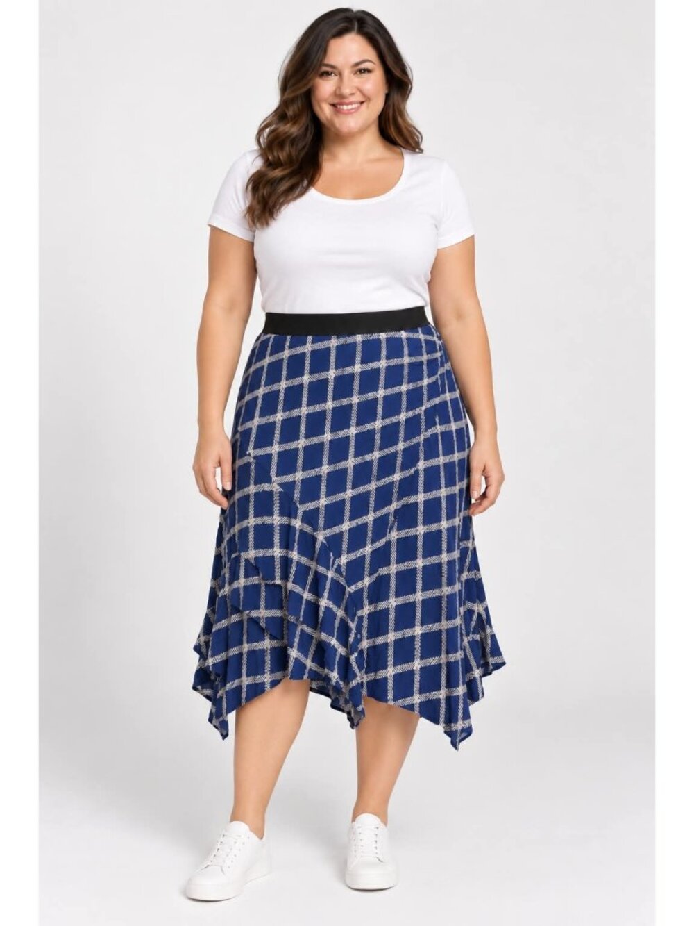 Ava and Viv Blue Plaid Ruffle Skirt Size 1X New With Tags skuj